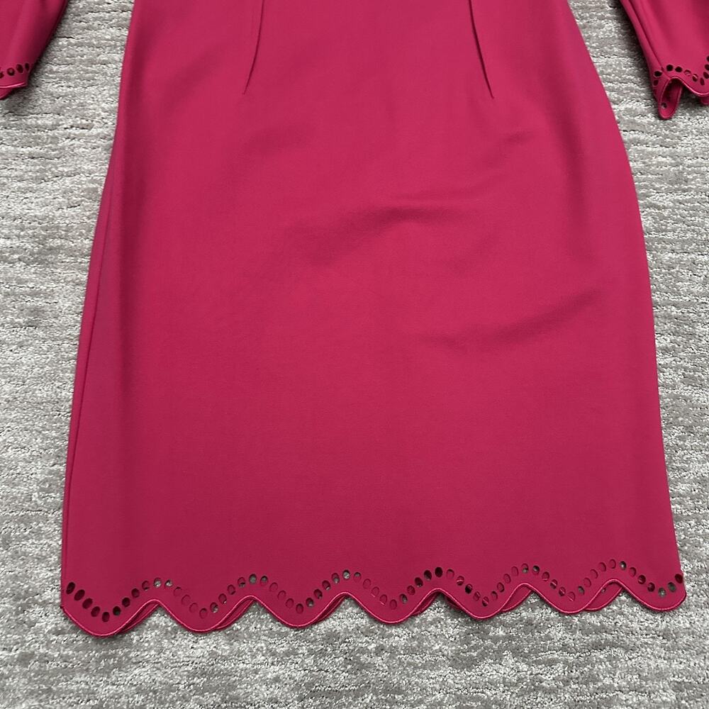 Teri Jon Dress Womens 16 Pink Bell Sleeve Sheath Scallop Hem Party Cocktail - Picture 5 of 16